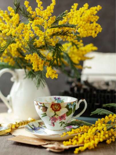 5 piezas de Flores artificiales de mimosa, flores decorativas de alta gama para la decoración del hogar, flores románticas para días festivos, con un poco de desprendimiento de polen, adecuadas para bodas, fiestas con flores secas, habitación, hogar, pared, baño, dormitorio, rosa, arte, ramo, flores artificiales, centro de mesa