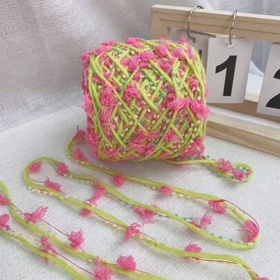 1 cuộn len hỗn hợp nhiều màu 100g, len hoa mềm màu xanh lá cây, len dày dặn độc đáo dùng để đan và móc, thích hợp cho việc tự làm túi xách, mũ, khăn quàng cổ và các phụ kiện thủ công khác.