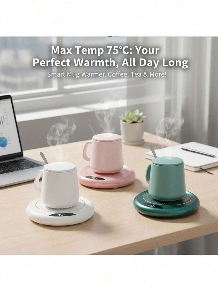 USB智能电热咖啡保温垫 - 适用于咖啡、茶和其他饮品，3档温度设置，USB供电，8小时自动断电，适配旅行杯，居家办公必备