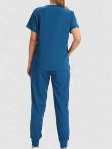 Women's Surgical Gown Set, Casual Nurse Uniform Set, Breathable Quick-Dry Surgical Shirt And Pants Spring - Navy Blue - View 5