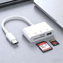 huaxunyuan Lector de tarjetas de alta velocidad 3 en 1 USB-C - Adaptador para tarjetas SD, TF, Micro SD y unidad flash USB, compatible con iPhone 15/16 Pro Max/Pro, Air M1/M2/M3, teléfonos/tabletas Android, cámaras, drones, plug and play - Multicolor - Ver 7