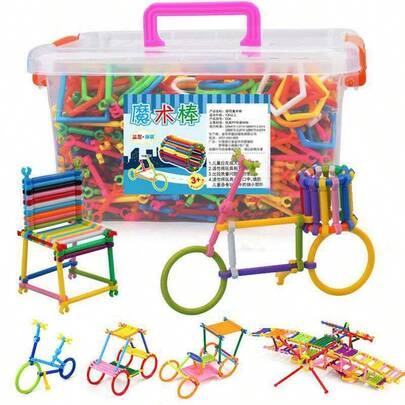 Conjunto de blocos de construção DIY com caixa de armazenamento e instruções - 300/500/800/1000 peças, blocos de construção criativos para engenharia, brinquedos educativos STEM para crianças.