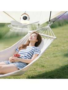 Outdoor Tent Fan, Portable Camping Remote Control Hanging Fan, Dorm Hanging Fan With High Battery Life, Type-C Display Fan, Essential Camping Tool Hanging Fan - 白色 - 查看 5