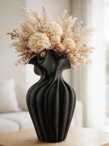白色褶皱花瓶，现代农舍风格花瓶 - 非常适合用作餐桌摆饰、插花、客厅、卧室、办公室、置物架装饰，打造唯美家居装饰，简约设计，波西米亚风格，春季家居焕新，可作植物和树枝的装饰花瓶 - A - 查看 8