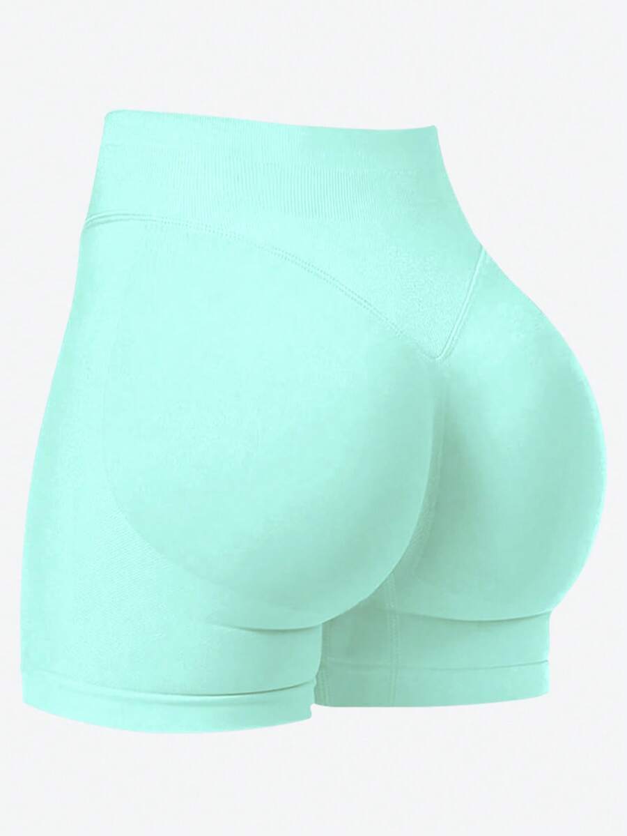 Women's Solid Color Casual Versatile Daily Wear & Sports Shorts - Mint Blue - View 1