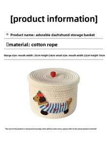 Xô đựng đồ chống bụi có nắp bằng vải cotton dệt dung tích lớn, thiết kế hình chú chó con dễ thương, giỏ đựng đồ gia dụng - Nhiều màu - Xem 8