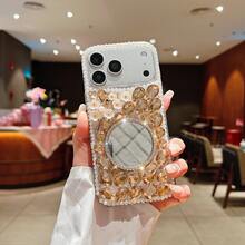 闪亮水钻化妆镜3D花朵手机壳，兼容 17 Pro Max/17 Pro/17、16 Pro Max/16 Pro/16、15 Pro Max/15 Pro/15、14 Pro Max/13/11/12，时尚手机壳 - 彩色 - 查看 7