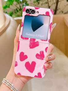 1个时尚简约亲肤PC材质可爱简约玫瑰红心形元素折叠手机壳，可保护手机并防止跌落，适用于：三星Galaxy Zflip 3/Zflip 4/Zflip 5/Zflip 6/Zflip 7/ Find N3 Flip/ Razr 50 Ultra/ Razr 60 Ultra/ Razr 60/ Razr 50/小米MIX Flip/Galaxy Z Flip7 FE - 粉色 - 查看 15