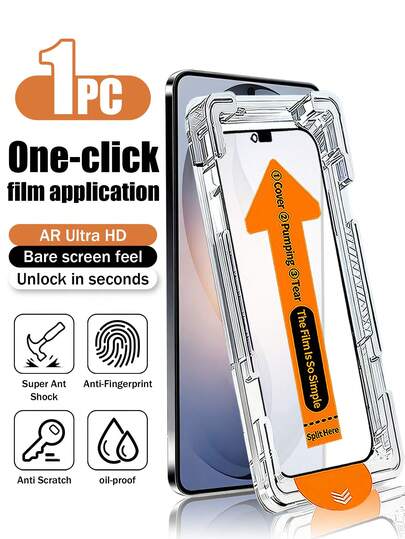 Yezodawee 适用于三星 Galaxy S25 的 6.2 英寸全覆盖高清钢化玻璃屏幕保护膜，具备自动清洁功能，无气泡，易于安装，9H 硬度，钢化玻璃简易安装套装，适用于带手机壳的 Galaxy S25 Ultra、S24+、S23、S22、S21 系列。指纹识别需要重新注册。