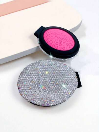 1pc Foldable Air Cushion Comb, High-Quality Rhinestone Decor Hair Detangling Brush, Fluffy Hairstyle, Portable Travel Friendly, Creative Gift