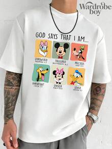 Disney Licensed Short-Sleeve Printed T-Shirt, Mickey Mouse And Donald Duck Pattern T-Shirt, Cotton Patterned T-Shirt, Funny Pattern T-Shirt, Suitable For Family Trips And Vacations. Mother's Day T-Shirt, Suitable For Both Men And Women. Cotton T-Shirt, Comfortable And Breathable. - 白色的- - 查看 1