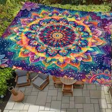 Large All-In-One Camping Canopy - Rainbow Mandala Pattern, Polyester Material, Lightweight & Portable, Suitable For 4 People - Perfect For Camping, Beach, And Picnics - All Season Use - Vibrant Outdoor Accessory - B - View 9