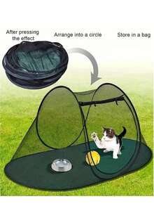 Portable Pet Playpen – Foldable Dog And Cat Tent As A Playground And Exercise Area For Puppies And Kittens – For Indoor And Outdoor Use, Travel & Camping - 黑色 - 查看 6
