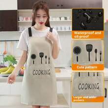 厨房易擦拭围裙，防水防油烹饪围兜，家用烘焙防护装备 - 圍裙 - 查看 9