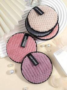 5 Makeup Remover Puffs, Soft And Skin-Friendly Cleansing Wipes, Cleaning Tools, Convenient For Travel - Multicolor - View 1