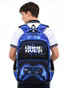 3-Piece Set Gaming Main Image Boys Backpack With Tote Bag And Pencil Case, Campus Backpack, Travel School Work Daily Use, Back To School Season Gift - A - View 8