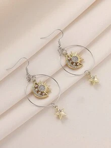1 Đôi bông tai thời trang thanh lịch đính pha lê hình ngôi sao, mặt trăng, mặt trời, phù hợp cho phụ nữ đeo hàng ngày, dự tiệc và các dịp lễ hội. - Nhiều màu - Xem 6
