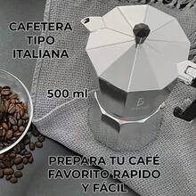 Cafetera Italiana Manual Plateada 500ml - Gris Oscuro - Ver 2