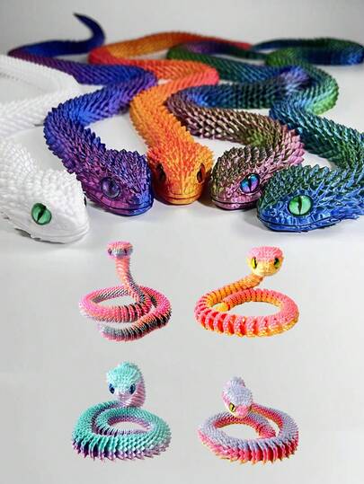 1/2/3/4pcs Viper Snake Figurines, With Gift Bag, Variety Of Colors, Intricate Texture, Suitable For Home Decor, Holiday Gifts, Party Decorations, Office Decor, Themed Decor, Birthday Gifts, Gift Bag Filler, Ornaments