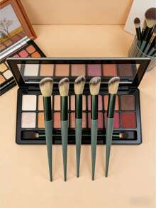 Bộ cọ trang điểm má hồng cán xanh 3/5 món - Cọ trang điểm chuyên nghiệp sợi tổng hợp mềm mại, cọ tạo khối má hồng, cọ nền, cọ bronzer và cọ highlight, bộ dụng cụ làm đẹp cao cấp. - Màu xanh lá cây đậm - Xem 1