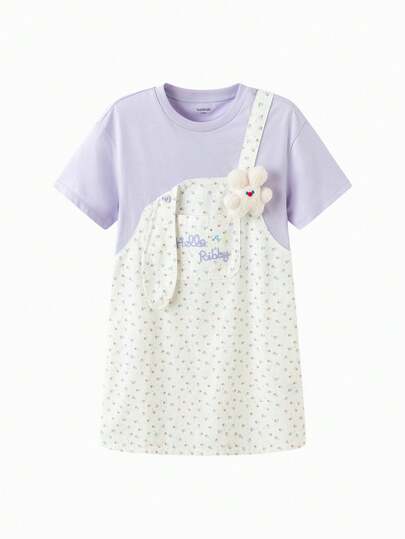 Balabala Đầm denim mùa hè cho bé gái 2026, kiểu hai mảnh giả yếm, chất vải mềm mại thoáng khí, trang phục thường ngày dễ thương.