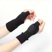1 Pair, Gel Pad Thumb Fingerless Compression Gloves, Breathable Carpal Tunnel Syndrome Care Joint Support Daily Use Gloves - 黑色 - 查看 4