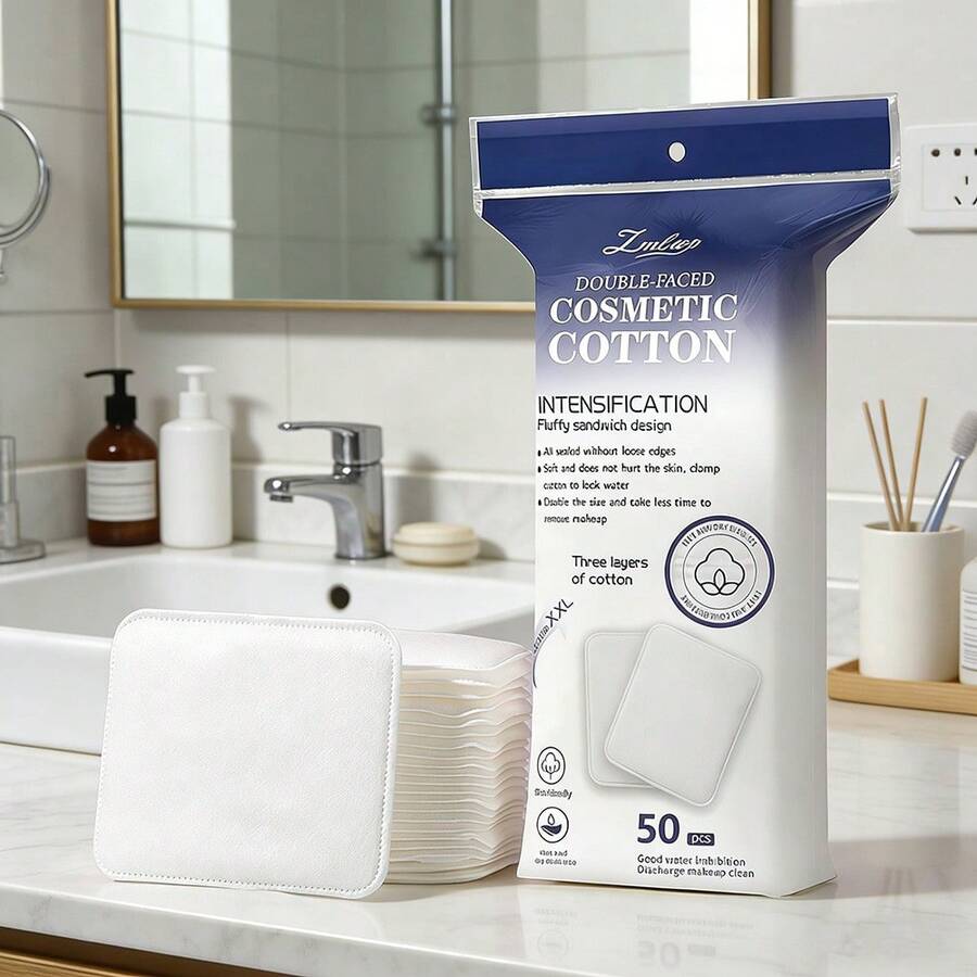 Bông tẩy trang 3 lớp mềm mại – Mềm mại, không xơ vải, thấm hút mồ hôi, 50 miếng dùng để tẩy trang nhẹ nhàng. - Xem 1