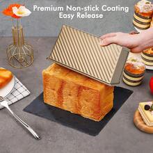 1 pièce Moule à pain en acier au carbone premium de 530 g - Revêtement anti-adhésif avec design texturé pour une croûte parfaite, idéal pour la cuisson de pain et gâteaux de Thanksgiving, forme rectangulaire - Multicolore - Voir 3