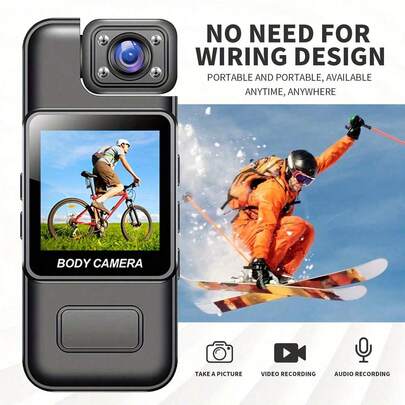 1pc 180° Rotatable Lens Sports Camera With Enhanced Night Vision, 1080P HD Video, Motion Detection, Loop Recording, 1000mAh Rechargeable Battery And Color Display, Suitable For Outdoor Sports, Travel, Pets, Daily Use, Travel Recording | Fashionable Camera Design | High Resolution Capture