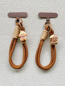 1pc Cute Dog Themed Woven Phone Lanyard, Bracelet, Keychain, Anti-Lost Accessory For Women - Multicolor - View 3