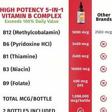 (2 Pack) Vitamin B12 And B6 Liquid Drops, B12 Sublingual Vitamin B Complex - B 12 Vitamin 5000mcg - B12 Methylcobalamin For Energy, Brain, And Heart Support With 27,200 Mcg, Raspberry, 80 Servings Vitamins Supplements Chlorophyll Creatina Monohidratada Vitamins Probiotics For Women Protein Powder Quick Ship Items Creatina Colageno - 2 件裝 - 查看 5