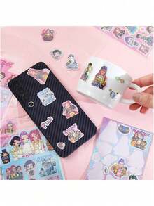 全新随机 1/12 张 K-Pop 恶魔猎人卡通贴纸 恶魔猎人动漫人物图案 DIY 激光装饰贴纸 主题派对用品 精致节日礼物 - 彩色 - 查看 5