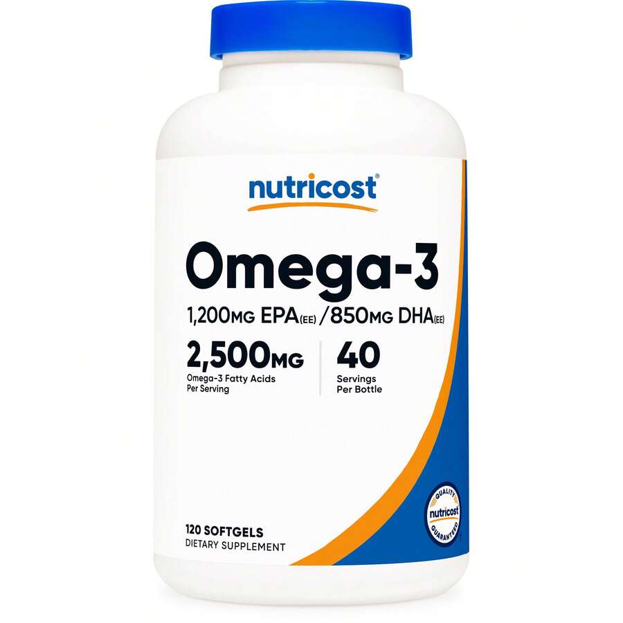 Nutricost Omega 3 - 2500MG, 120 Softgels (40 Servings) - 1200mg EPA 850mg DHA - Non-GMO, Gluten Free | Omega 3 Vitamin, Omega Supplement, Omega 3, Nutricost, Omega, Nutricost Omega 3, Supliments, Dietary Supplements, 400 Softgels, Vitamina Omega 3, Heart Health, Brain Support, Lab Tested, Non-GMO, Premium Quality - Khác - Xem 1