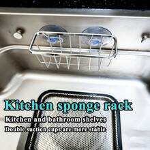 Keranjang Penyimpanan Kreatif Stainless Steel dengan Dua Perekat Hisap, Rak Organizer Dapur dan Kamar Mandi, Tempat Spons Wastafel, Rak Penyimpanan Toilet, Keranjang Penyimpanan Multifungsi - 1 buah - View 2