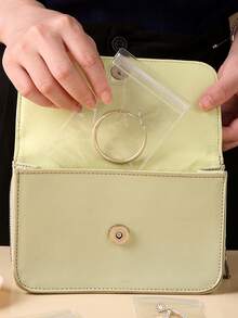 1 pieza Bolsa colgante de almacenamiento de joyas de doble cara con 80 bolsillos, organizador de joyas para armario - Multicolor - Ver 10