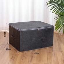 1PC Gray Foldable Storage Box With Zipper & Lid, Large-Capacity Clothes & Quilt Organizer, Home Storage & Organization, Minimalist Style, Linen-Like Fabric Material, Cube Shape, With Reinforced Handles & Dual Zippers, Dustproof & Stackable Function, For Wardrobe/Bedroom/Closet, Minimalist & Practical, For Adults/Families/Renters, Housewarming Gift - Multicolor - View 15