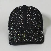 Rhinestone Studded Baseball Cap For Women, Sparkly Bling Bling Trucker Hat, Adjustable Fashion Sun Hat For Summer - Black Rhinestones - View 7