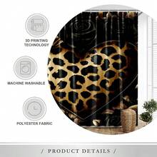 1/4 Piece 2D Flat Elegant Animal Print Apartment Bathroom Shower Curtain, Hotel Shower Curtain Set With 12 Hooks, Bathroom, Drawer Stand And U-Shaped, Bathroom Decor, Shower Curtain Set 4 Pieces - A - View 6