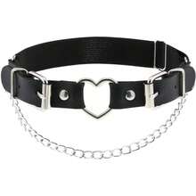 YunPeng Women's Adjustable Leather Leg Garter Belt, Gothic Heart With Chains Leg Thigh Elastic Garter 2PCs - Xanh đậm - Xem 3