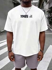 Men's Loose Fit T-Shirt With Racing Car Print, Urban Style - White - View 2