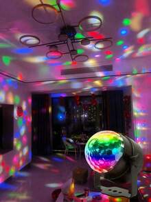 Mini Magic Ball Projector Light, 7-Color Changing Remote Control Atmosphere Lamp, Bedroom Decor Party Light, Holiday Gift - Black - View 6