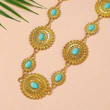 New Vintage Metal Waist Chain Turquoise Belly Chain, Suitable For Women's Daily Wear And Vacation - Multicolor - View 4