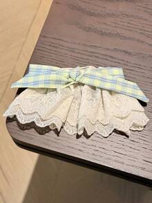 1pc Slouchy Bowknot Lace Ruffle Hairclip, New Minimalist Hair Clip - Multicolor - View 6