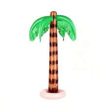 2pcs Inflatable Tropical Coconut Palm Trees - Upright Decorations, Pool Inflatable Palm Trees, Hawaiian Tropical Theme, Suitable For Birthday Parties, Summer Themes And Hawaiian Style Celebrations, Green With Pink Base, Tropical Theme | PVC Material, Inflatable Decor, Pool Party Decorations, Photo Booth Props, Suitable For Gatherings And Entertainment Activities! Summer Water Fun, Beach Games, Party Entertainment, Water Activities - Multicolor - View 5