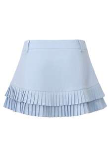 ARA CHIC Women's Light Blue Double Layer Pleated Anti-Exposure High Waist Fitted Mini Skirt Y2K Sexy Style Spring Summer New - Baby Blue - View 9