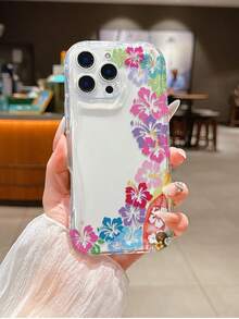 1个百合花图案奶油色透明防摔手机壳，TPU材质，适合作为节日礼物，兼容苹果iPhone Xs/Xs Max/Xr/11/12/13/14/15/16 Pro/Pro Max/14/15/16 Plus/17，男女通用 - 彩色 - 查看 3