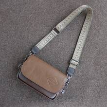Bolsa de cuero suave para hombres: bolso de hombro casual, bolso de mensajero retro con correa - Cinturón bicolor marrón oscuro 804 - Ver 2