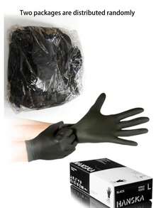 100pcs Black Nitrile Gloves, Latex-Free, Disposable, Durable Household Cleaning Gloves, Suitable For Hair Dyeing, Tattooing, Machine Maintenance And Cleaning, Multi-Purpose Hand Protection, Essential For Kitchen (Bagged) - Multicolor - View 11