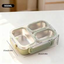 900ML 304 Stainless Steel Lunch Box With Compartments,Divided Bento Box, Sealed Leak-Proof Lunch Container, Portable Large Capacity Fruit Salad Food Storage Container,Hot Water Heatable,Dishwasher & Microwave Allowable,Suitable For Students And Adults Use In Home, School, Office, Picnic,Back To School - Multicolor - View 19