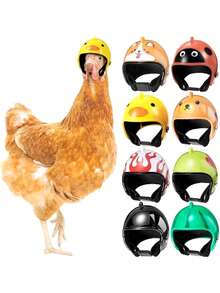 Helm Ayam Peliharaan Peternakan Pelindung Matahari & Hujan, Topi Lucu, Cocok untuk Perlengkapan Pelindung Kandang Ayam di Luar Ruangan, Pertarungan Seru - MultiWarna - View 1